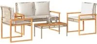 Set Salotto da Giardino 4 pz con Cuscini Beige Misto Polyrattan 365859