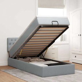 Pouf Letto Con Materasso E Led Grigio Chiaro 90x200 Cm Tessuto /