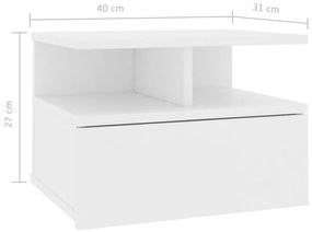 Comodini Pensili 2pz Bianchi 40x31x27 cm in Legno Multistrato