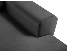 Divano angolare grigio scuro allungabile e con contenitore (con penisola a destra/con chaise lounge) con rivestimento in velluto Kyoto – Cosmopolitan Design