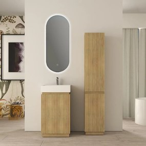Colonna per mobile bagno Cortina, L36 x P30 x H185cm, cannettato, rovere tabacco, con chiusura ammortizzata
