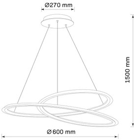 Lampadario LED a sospensione con filo TANGO LED/44W/230V 4000K diametro 60 cm nero
