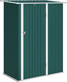 Capanno Porta Attrezzi 142x86x189 cm con Tetto Inclinato e Porta Bloccabile in Metallo Verde...