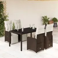 Set Bistr da Giardino 5 pz con Cuscini in Polyrattan Marrone 3277189