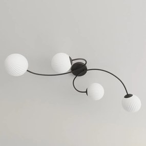 Lampada da soffitto in acciaio e vetro VIBRA 4 da interno 4xE14