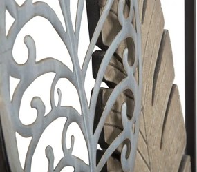 Pannello Decorativo In Ferro E Legno Foglie 30,5x1,9x91 Cm Oro E Argento Ver.B