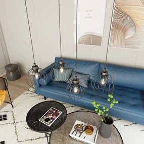 Sospensione Minimal Industrial Hathor 4 Luci Lineari Nera