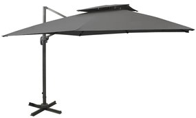 Ombrellone A Sbalzo Con Doppia Copertura 300x300 Cm Antracite /