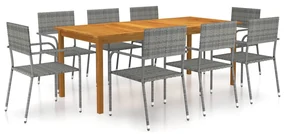 Set da pranzo da giardino 9 pz grigio