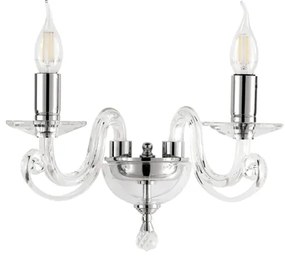 Applique CHERUBINI in vetro e cristallo ottico 2 Luci Bianco 26x22 cm