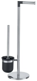 Scopino in argento con porta carta igienica Parus - Wenko