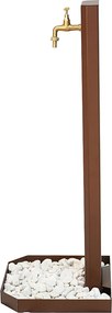 Fontana da Giardino Design a Colonna Ovale Rubinetto in Ottone e Base con Ciottoli Corten...