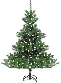 Albero Natale Artificiale Nordmann Con Led Palline Verde 240 Cm /