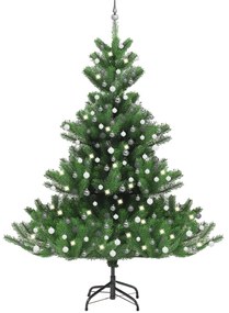 Albero Natale Artificiale Nordmann con LED Palline Verde 240 cm