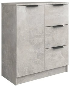 Credenze 2 pz grigio cemento 60x30x70 cm in legno multistrato