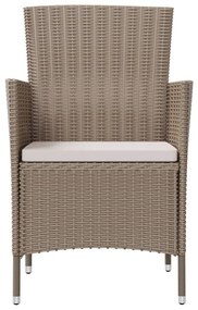 Sedie da Giardino con Cuscini 2 pz in Polyrattan Beige