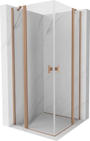 Mexen Mist Duo cabina doccia battente 80 x 80 cm, trasparente, rame spazzolato - 8A4-080-080-65-00