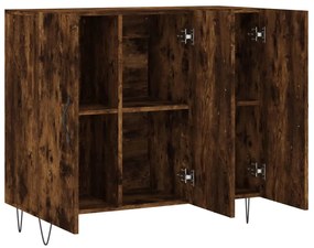 Credenza rovere fumo 90x34x80 cm in legno multistrato