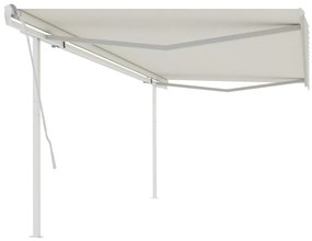 Tenda da Sole Retrattile Manuale con Pali 5x3,5 m Crema