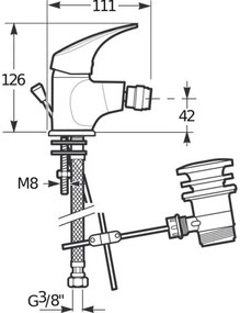 JIKA H3411N10041111 - Miscelatore bidet TALAS 12,6 cm con scarico senza troppopi