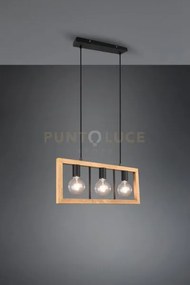 Agra sospensione legno naturale e metallo nero 3 diffusori l. 60cm ...