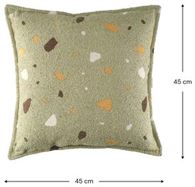 Cuscino per divano da bambini verde con rivestimento in bouclé e ciniglia Terrazzo Block – Wigiwama