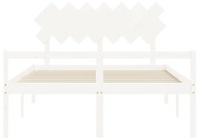 Letto per Anziani con Testiera Bianco 140x190 cm Legno Massello