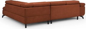 Divano angolare color terracotta (con penisola a destra/a L) con rivestimento in ciniglia Marbeya – Ropez