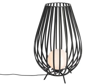 Lampada da terra di design nera con opale 70 cm - Angela