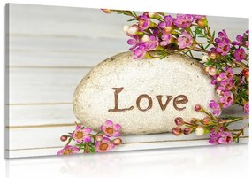 Stampa su tela – Con scritta su pietra Love