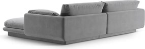 Divano angolare in grigio chiaro (con penisola a sinistra/con chaise lounge) con rivestimento in velluto Torino – Micadoni