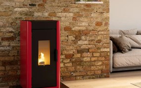 Royal Ilde Air 80 Stufa A Pellet Ad Aria 8kw Serbatoio 15kg 47x48x94 Cm In Acciaio Rosso