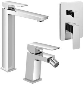 Set di rubinetti lavabo bidet e doccia in ottone cromato Kubo