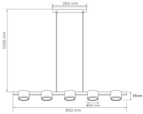 Lampadario LED a sospensione con filo MIRELLA 5xGX53/6W/230V nero