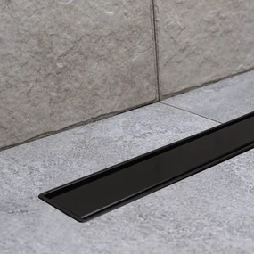 Canalina Di Scarico a Pavimento Piastrellabile 85 Cm Karag "Primo Compact Line" Nero