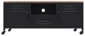 Mobile tv nero 110x30x43 cm in ferro e legno massello di abete