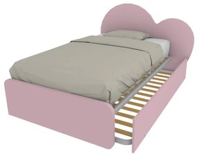 CUPIDO120R - Letto cameretta a cuore 120x190 con secondo letto estraibile e testata personalizzabile.Rete inclusa