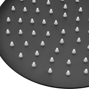 Set doccia nero opaco con braccio 33 cm e soffione tondo 25 cm