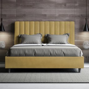 Letto contenitore da 160x190 in microfibra ocra Agueda