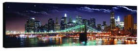 Stampa su tela Skyline New York di notte, seppia 180 x 64 cm