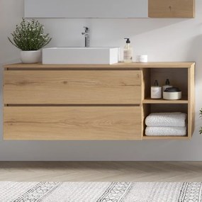 Mobile bagno 135 cm con vano a giorno a destra e doppio cassetto SP-135VD - KAMALU