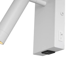Lampada da parete moderna bianca regolabile con USB-C - Croft