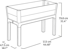 Orto Rialzato Rettangolare 113x48x79,5 cm Keter Deco Elevated Garden Bed Marrone Effetto Legno Noce...