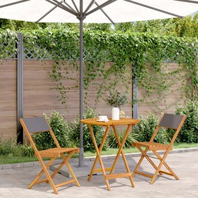 Set Da Bistrot 3pz Antracite İn Tessuto E Legno Massello /