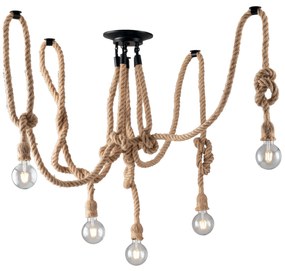 Lampadario Plafoniera Rope Industrial Vintage in Corda 40W Mis 250 cm