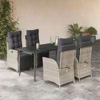 Set Pranzo da Giardino 5pz con Cuscini Grigio Chiaro Polyrattan 3213465