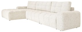 Divano angolare componibile color crema allungabile/con contenitore (con penisola a sinistra) Lulu – Miuform