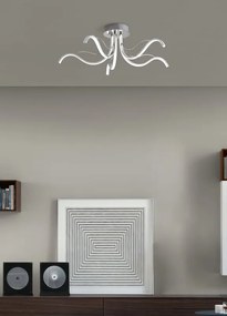 Plafoniera LED Ares Ø 70 cm cromo IP20 cct da bianco caldo a bianco freddo con regolazione di temperatura, 1820 lumen NOVECENTO