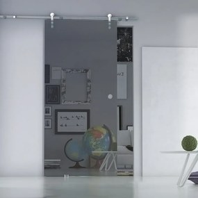 Porta scorrevole sinistra Riflective in alluminio trasparente, L 96 x H 215 cm, con binario Lux