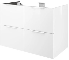 Mobile da bagno sotto lavabo SENSEA Neo bianco laccato lucido L 90 x H 64 x P 48 cm 4 cassetti, lavabo non incluso